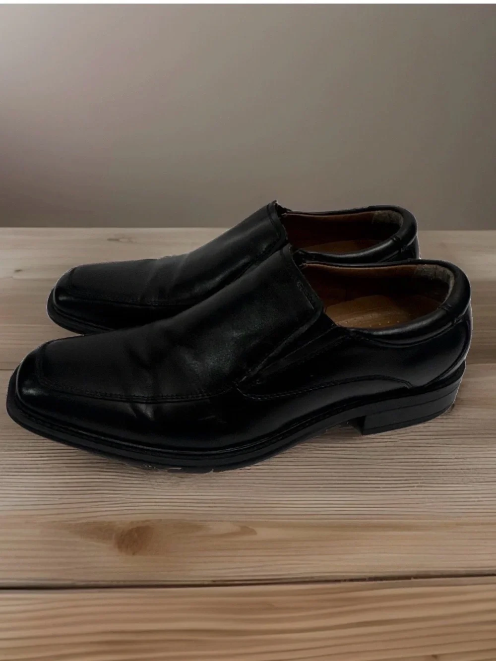 George Black Slip-On Square-Toe Dress Loafers